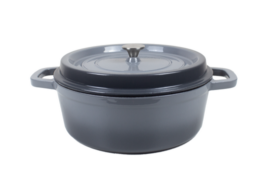 Cast Iron Casserole 4 Layered Premium Enameled Pot Dutch Oven 26cm (Grey)