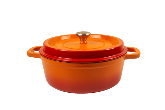 Cast Iron Casserole 4 Layered Premium Enameled Pot Dutch Oven 26cm (Orange)