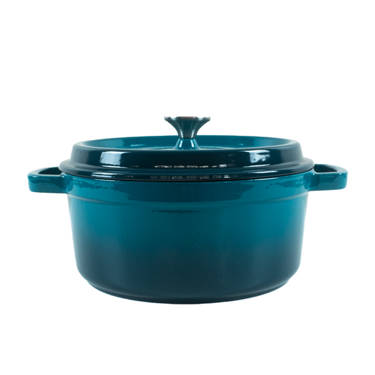 Enameled Cast Iron Pot Premium 4-Layer Coating Casserole 24cm (Prussian Blue)