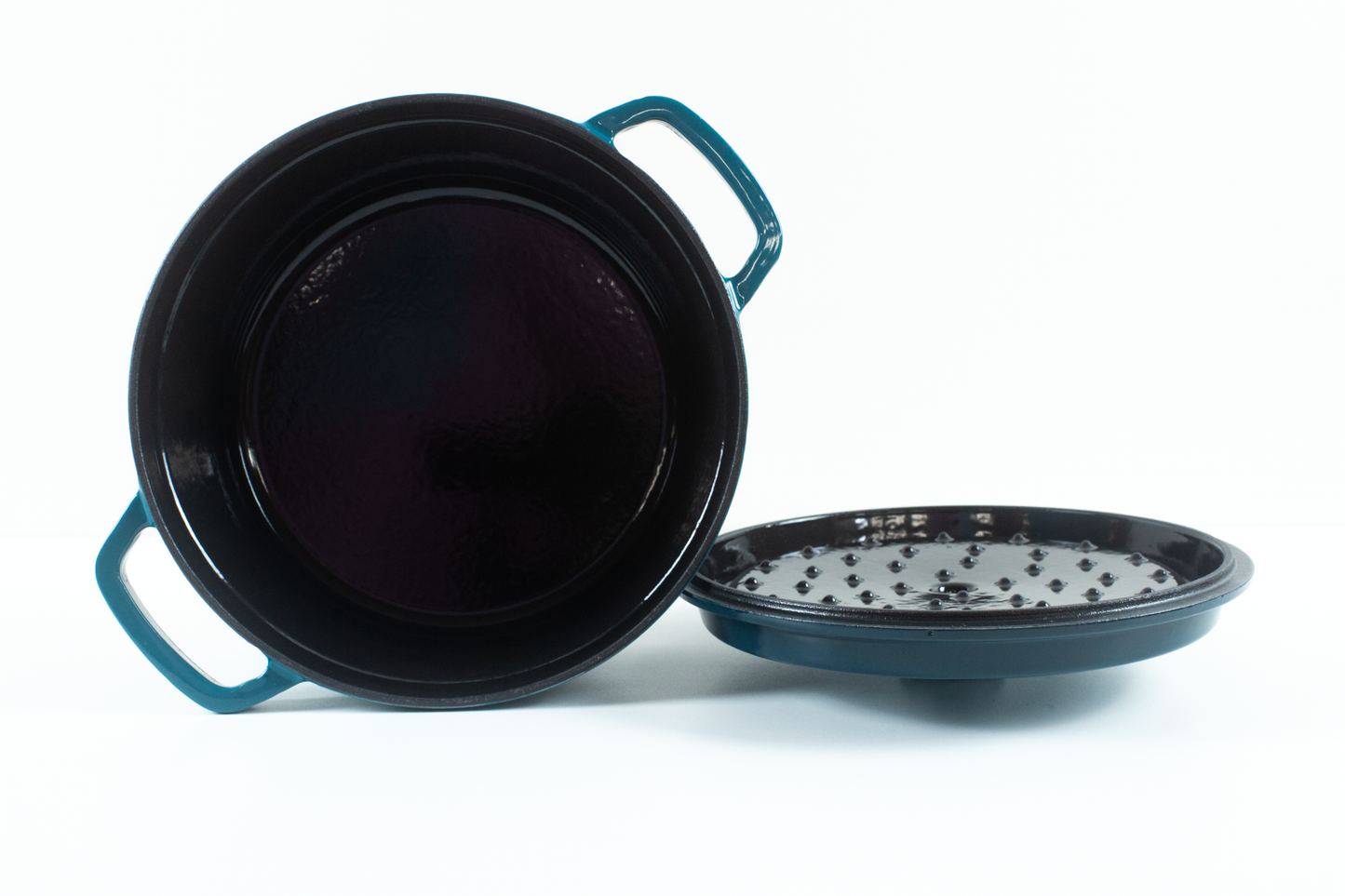 Enameled Cast Iron Pot Premium 4-Layer Coating Casserole 24cm (Prussian Blue)