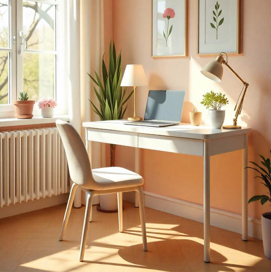 White Desk Study Gaming Office Computer Dining Table 100cm and 120cm Metal Frame