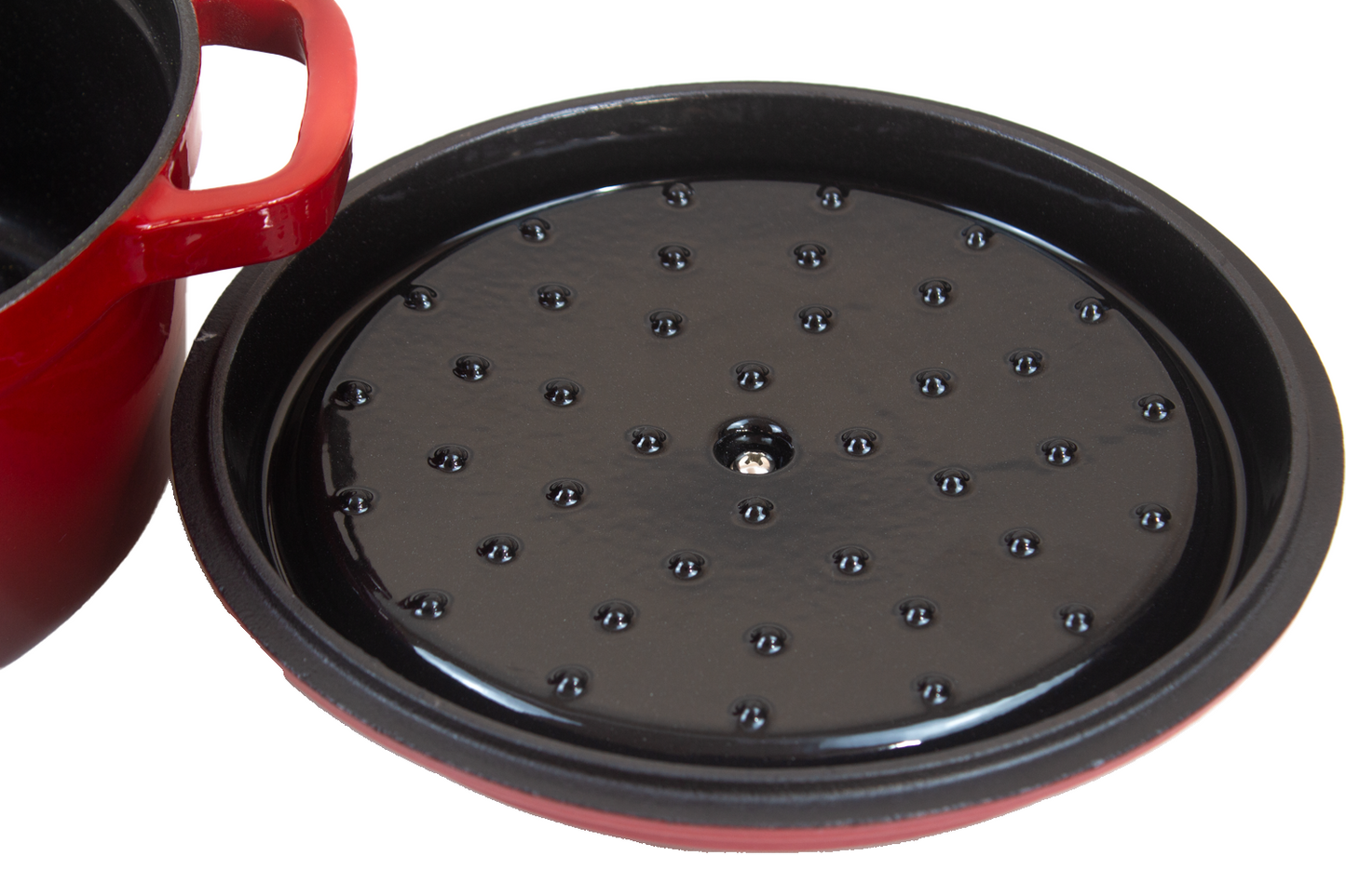 Enameled Cast Iron Pot Premium 4-Layer Coating Casserole 24cm (Red)