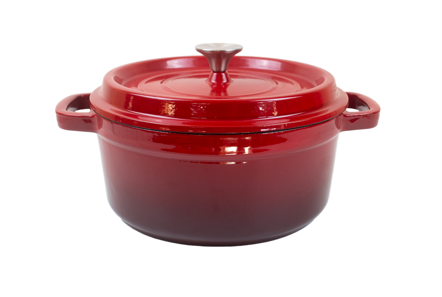 Enameled Cast Iron Pot Premium 4-Layer Coating Casserole 24cm (Red)