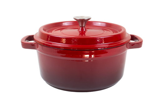 Enameled Cast Iron Pot Premium 4-Layer Coating Casserole 24cm (Red)