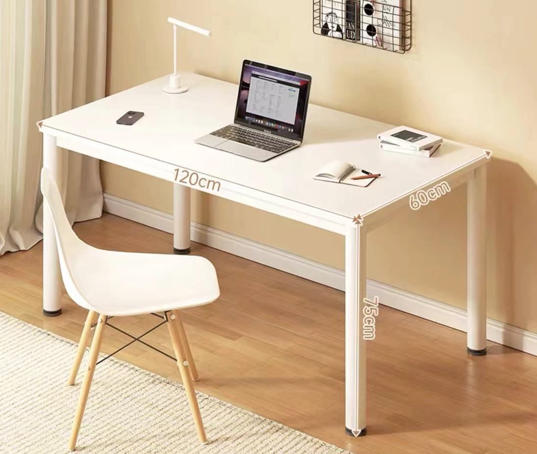 White Desk Study Gaming Office Computer Dining Table 100cm and 120cm Metal Frame