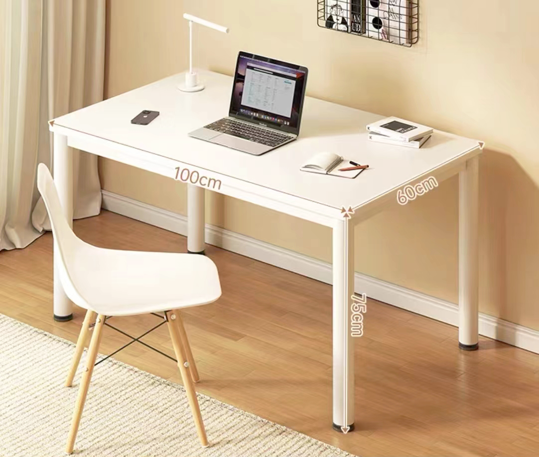White Desk Study Gaming Office Computer Dining Table 100cm and 120cm Metal Frame