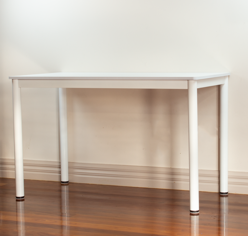 White Desk Study Gaming Office Computer Dining Table 100cm and 120cm Metal Frame