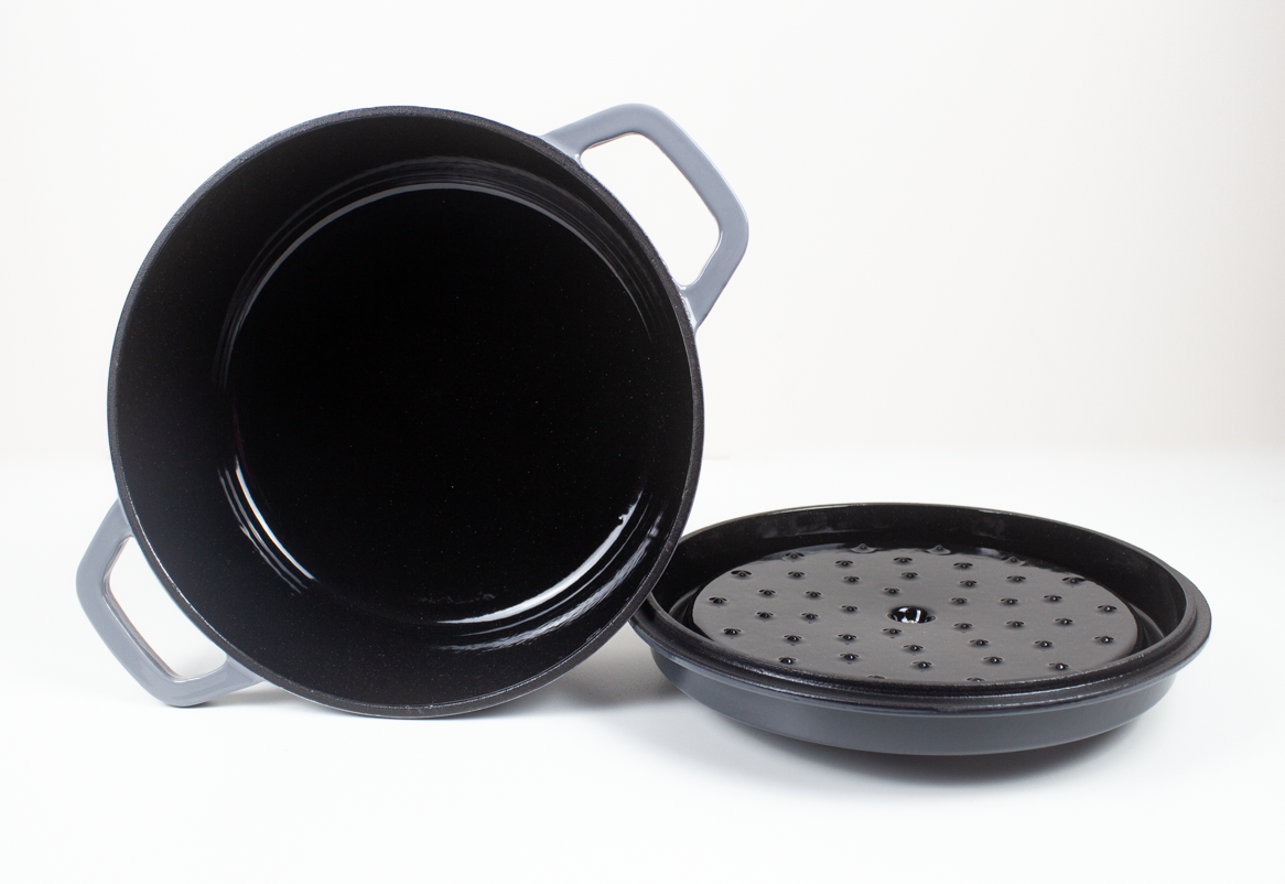 Cast Iron Casserole 4 Layered Premium Enameled Pot Dutch Oven 26cm (Grey)