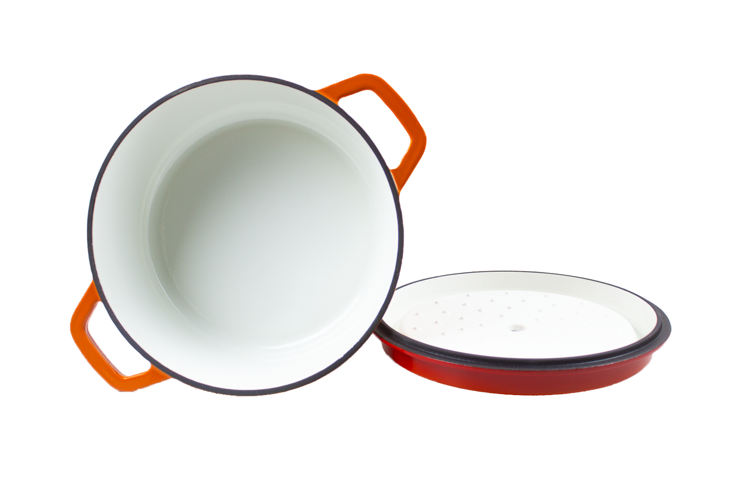 Cast Iron Casserole 4 Layered Premium Enameled Pot Dutch Oven 26cm (Orange)