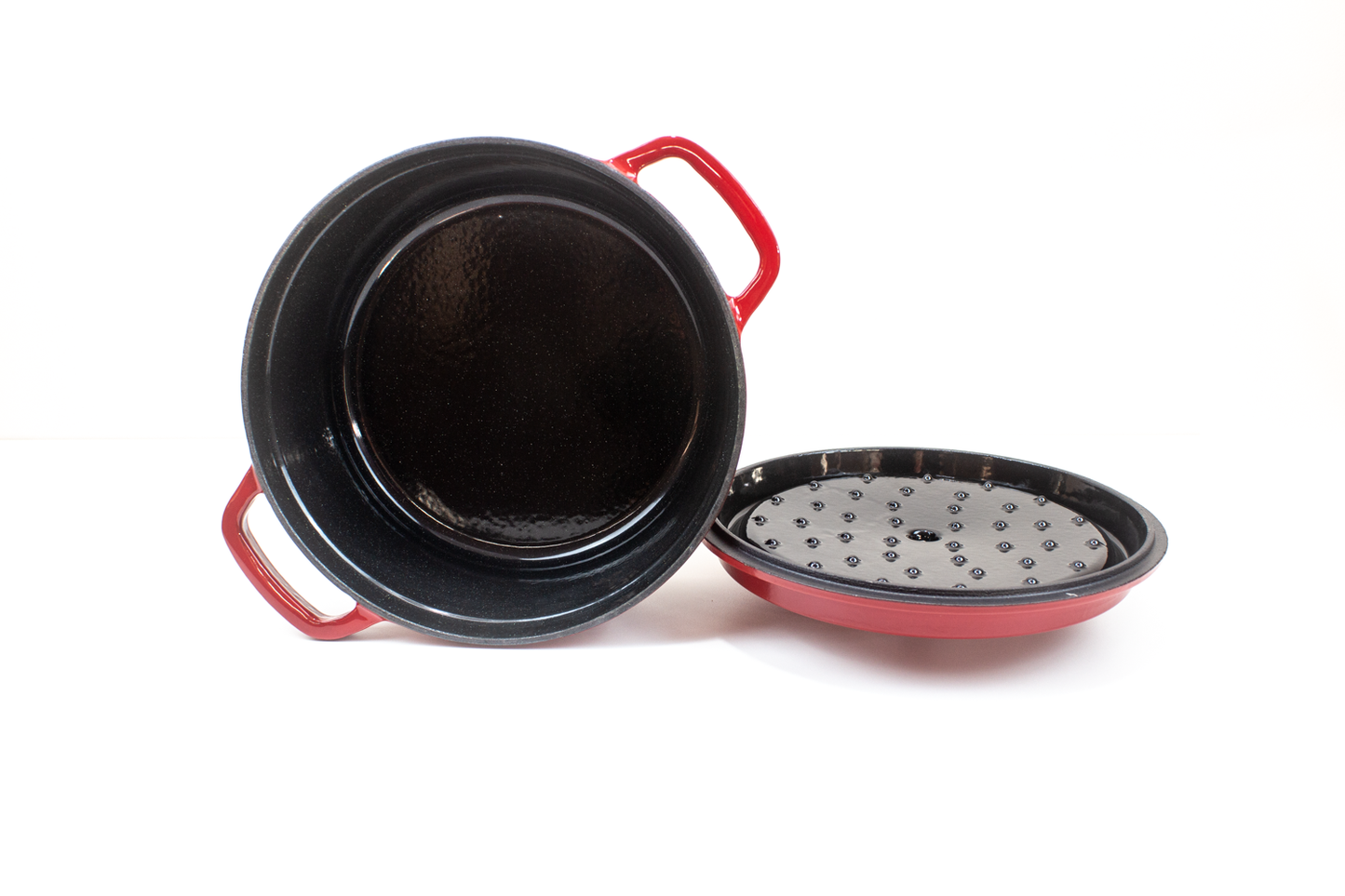 Enameled Cast Iron Pot Premium 4-Layer Coating Casserole 24cm (Red)